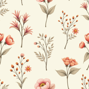 Seamless Patterns — Nostalgic Vintage-postcard-style Botanical Illustration Printable / Etsy #0271 (Stable Diffusion)