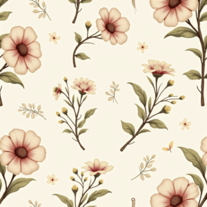 Seamless Patterns — Nostalgic Vintage-postcard-style Botanical Illustration Printable / Etsy #0343 (Stable Diffusion)