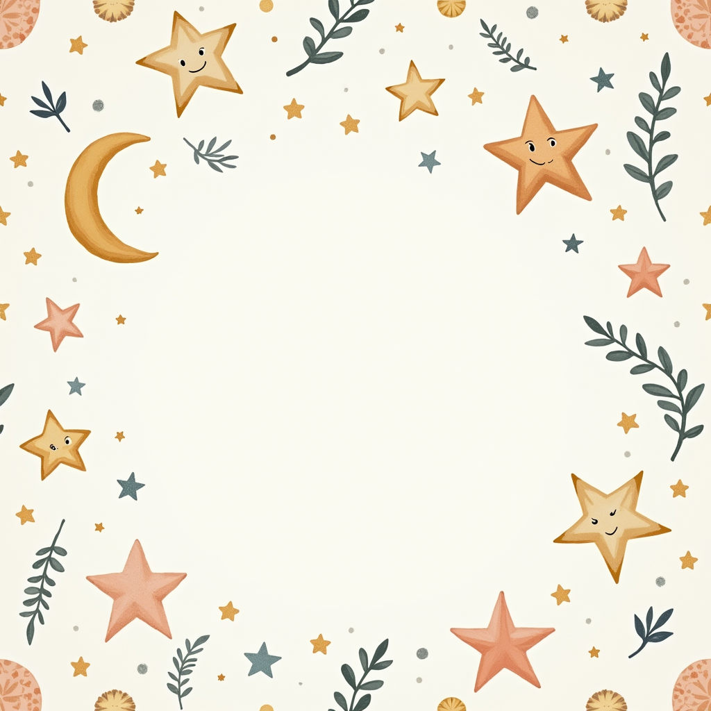 Seamless Patterns — Soft Watercolor-style Moon-and-stars Nursery Motif Printable / Etsy #0053 (Dreamina)