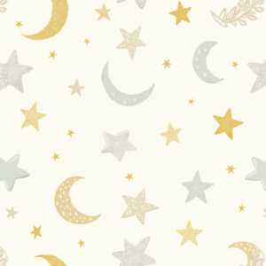 Seamless Patterns — Soft Watercolor-style Moon-and-stars Nursery Motif Printable / Etsy #0065 (Dreamina)