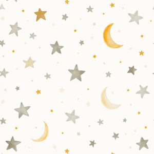 Seamless Patterns — Soft Watercolor-style Moon-and-stars Nursery Motif Printable / Etsy #0137 (Dreamina)