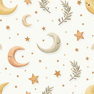 Seamless Patterns — Soft Watercolor-style Moon-and-stars Nursery Motif Printable / Etsy #0155 (ChatGPT)