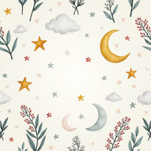 Seamless Patterns — Soft Watercolor-style Moon-and-stars Nursery Motif Printable / Etsy #0215 (ChatGPT)
