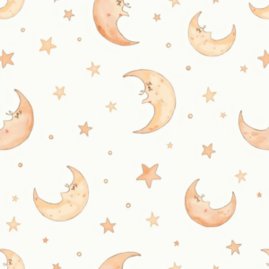 Seamless Patterns — Soft Watercolor-style Moon-and-stars Nursery Motif Printable / Etsy #0324 (Firefly)