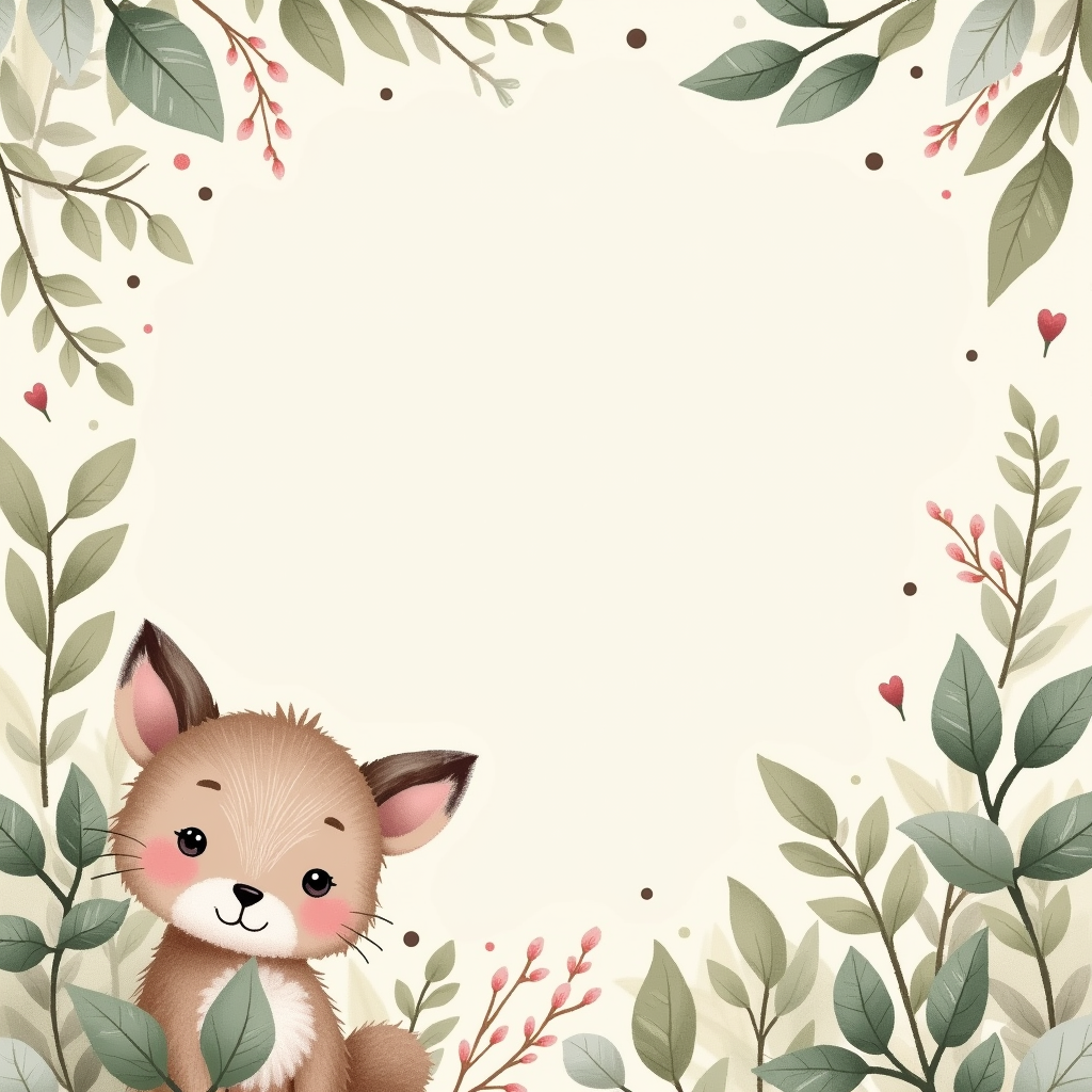 Seamless Patterns — Whimsical Woodland-creature Illustration Peeking Through Soft Printable / Etsy #0022 (Gemini)