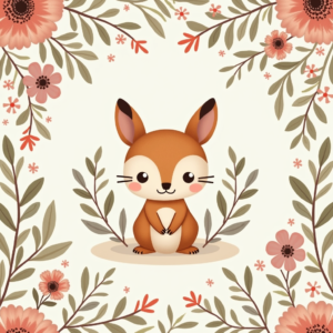 Seamless Patterns — Whimsical Woodland-creature Illustration Peeking Through Soft Printable / Etsy #0178 (Gemini)