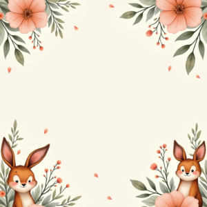 Seamless Patterns — Whimsical Woodland-creature Illustration Peeking Through Soft Printable / Etsy #0317 (Dreamina)