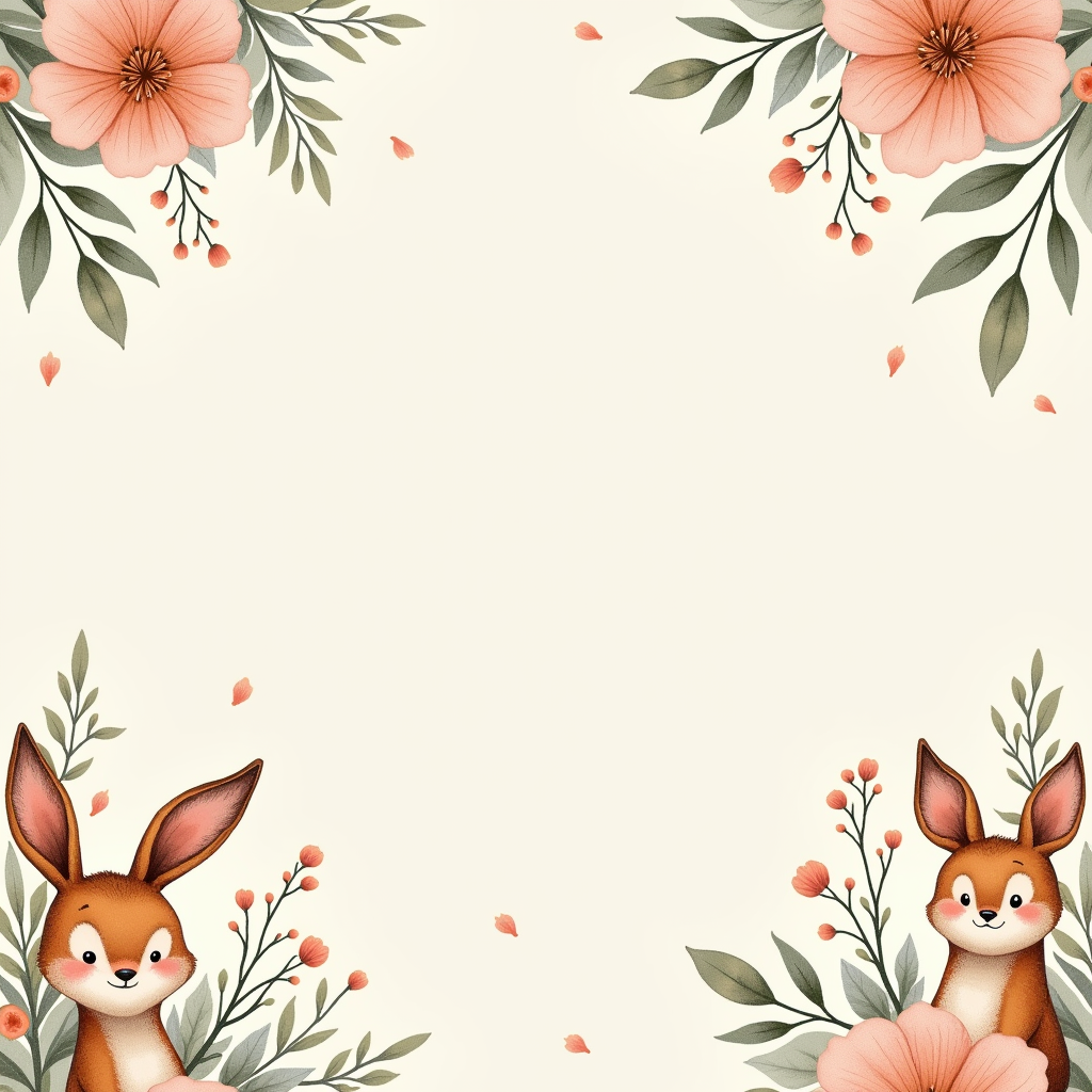 Seamless Patterns — Whimsical Woodland-creature Illustration Peeking Through Soft Printable / Etsy #0317 (Dreamina)
