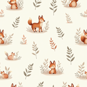 Seamless Patterns — Whimsical Woodland-creature Illustration Peeking Through Soft Printable / Etsy #0323 (ChatGPT)