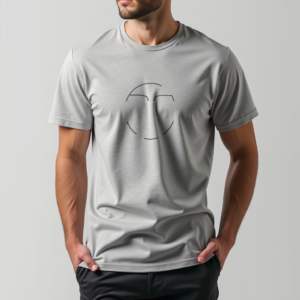T-Shirt — Bold Minimalist Logo Mark Centered On Commercial Design #0335 (Ideogram)