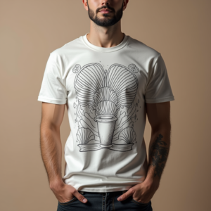 T-Shirt — Duotone Illustrated Design Wrapped Around A Commercial Design #0011 (Ideogram)