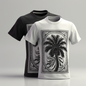T-Shirt — Duotone Illustrated Design Wrapped Around A Commercial Design #0203 (Ideogram)