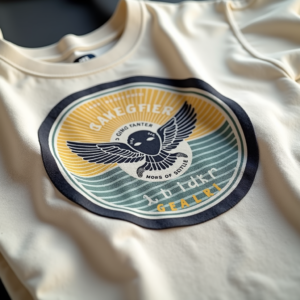 T-Shirt — Retro Badge-style Logo Centered On A Commercial Design #0132 (Leonardo)