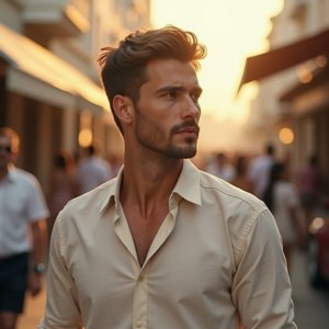 Travel — Man In A Relaxed Linen Shirt Photography #0026 (Stable Diffusion)