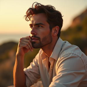 Travel — Man In A Relaxed Linen Shirt Photography #0044 (Recraft)