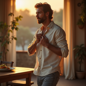 Travel — Man In A Relaxed Linen Shirt Photography #0104 (Recraft)