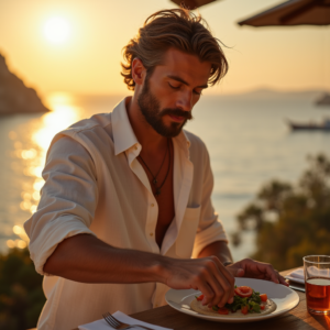 Travel — Man In A Relaxed Linen Shirt Photography #0128 (Recraft)