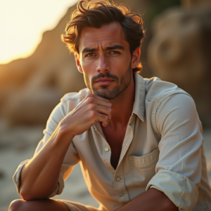 Travel — Man In A Relaxed Linen Shirt Photography #0152 (Recraft)