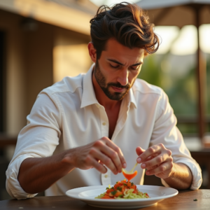 Travel — Man In A Relaxed Linen Shirt Photography #0164 (Recraft)