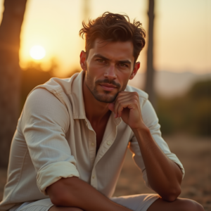 Travel — Man In A Relaxed Linen Shirt Photography #0188 (Recraft)