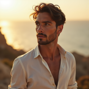 Travel — Man In A Relaxed Linen Shirt Photography #0244 (Krea)
