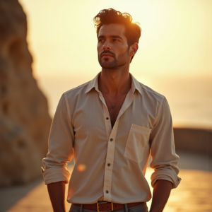 Travel — Man In A Relaxed Linen Shirt Photography #0292 (Krea)