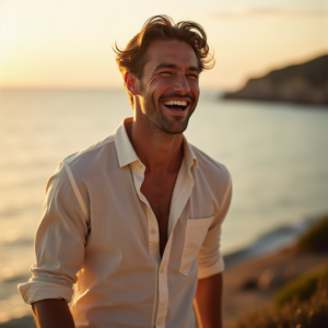 Travel — Man In A Relaxed Linen Shirt Photography #0304 (Krea)