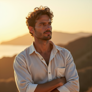 Travel — Man In A Relaxed Linen Shirt Photography #0316 (Krea)