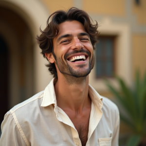 Travel — Man In A Relaxed Linen Shirt Photography #0340 (Krea)