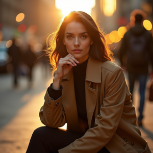 Travel — Model In A Structured Trench Coat Photography #0012 (Dreamina)