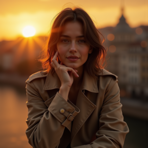 Travel — Model In A Structured Trench Coat Photography #0120 (Dreamina)