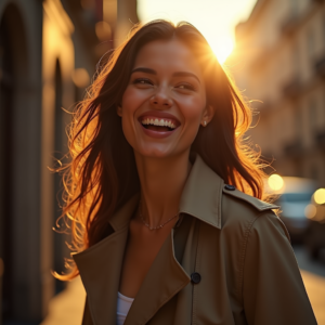 Travel — Model In A Structured Trench Coat Photography #0236 (Recraft)