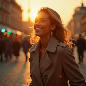 Travel — Model In A Structured Trench Coat Photography #0308 (Recraft)