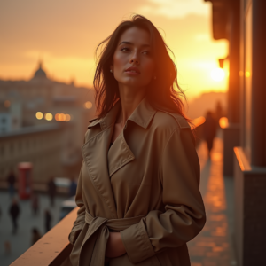 Travel — Model In A Structured Trench Coat Photography #0320 (Recraft)