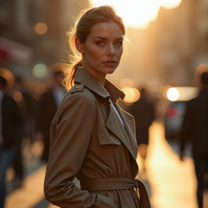 Travel — Model In A Structured Trench Coat Photography #0332 (Recraft)