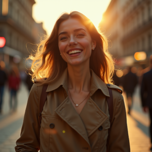 Travel — Model In A Structured Trench Coat Photography #0344 (Recraft)