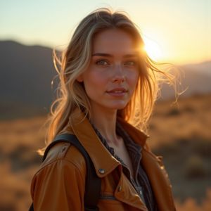 Travel — Traveler In Earth-toned Layers Against A Photography #0041 (Gemini)