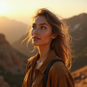 Travel — Traveler In Earth-toned Layers Against A Photography #0065 (Gemini)