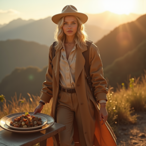 Travel — Traveler In Earth-toned Layers Against A Photography #0077 (Gemini)