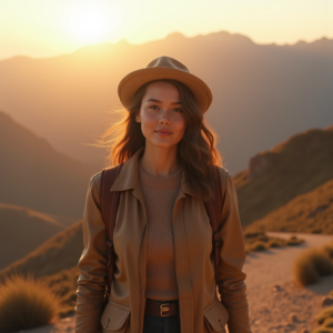 Travel — Traveler In Earth-toned Layers Against A Photography #0113 (Gemini)