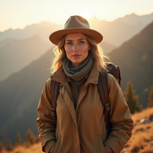 Travel — Traveler In Earth-toned Layers Against A Photography #0149 (Gemini)