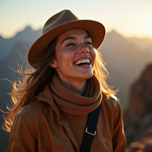 Travel — Traveler In Earth-toned Layers Against A Photography #0235 (Firefly)