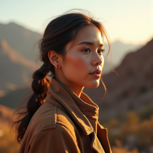 Travel — Traveler In Earth-toned Layers Against A Photography #0247 (Firefly)