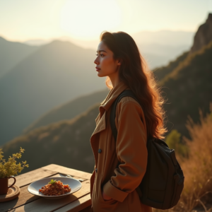 Travel — Traveler In Earth-toned Layers Against A Photography #0283 (Firefly)