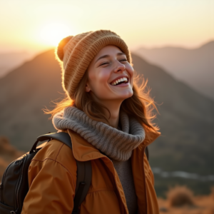 Travel — Traveler In Earth-toned Layers Against A Photography #0307 (Firefly)