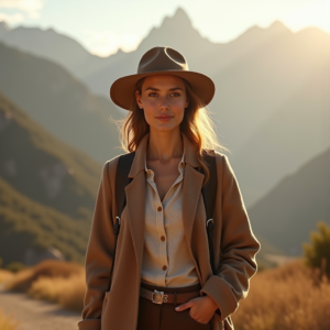 Travel — Traveler In Earth-toned Layers Against A Photography #0331 (Firefly)