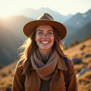 Travel — Traveler In Earth-toned Layers Against A Photography #0343 (Firefly)