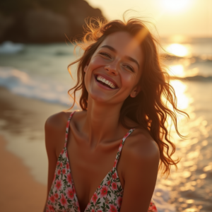 Travel — Woman In A Flowing Floral Sundress Photography #0051 (FLUX)