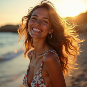 Travel — Woman In A Flowing Floral Sundress Photography #0159 (FLUX)