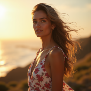 Travel — Woman In A Flowing Floral Sundress Photography #0171 (FLUX)